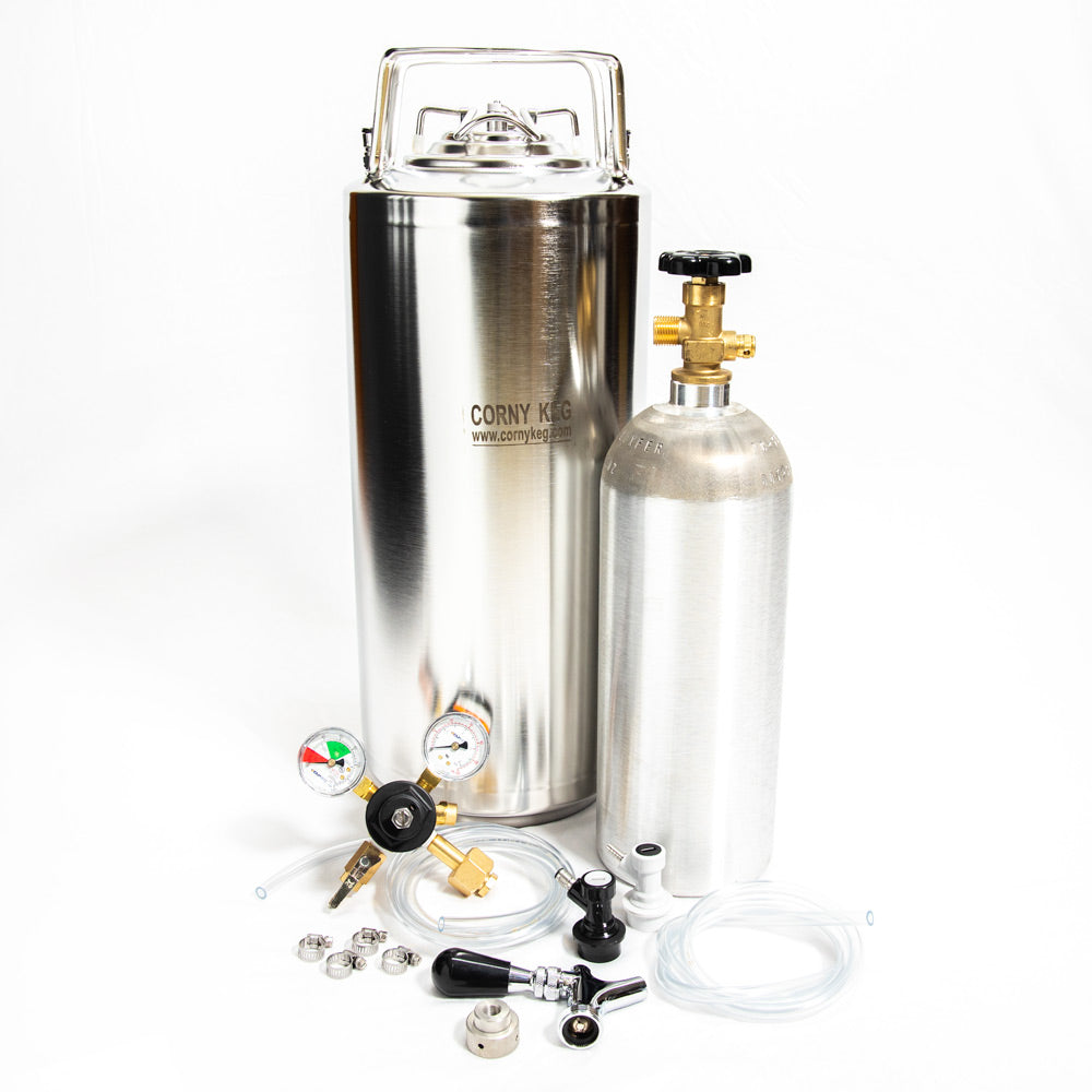 Whole Enchilada New 5 Gallon  Ball Lock Keg Kit New 5lb. Alum. Cyl. and Beer Faucet