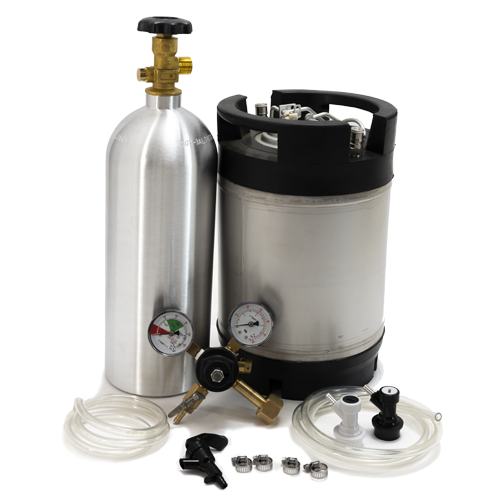 Whole Enchilada 2.5 Gallon New Ball Lock Keg Kit Rubber Base New 5lb. Alum Cyl. and Picnic Faucet