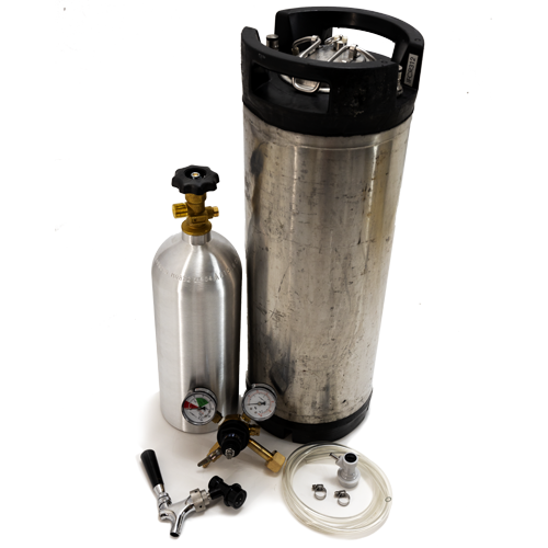 Whole Enchilada 5 Gallon Pepsi Style Ball Lock Keg Kit New 5lb. Alum. Cyl. and Beer Faucet