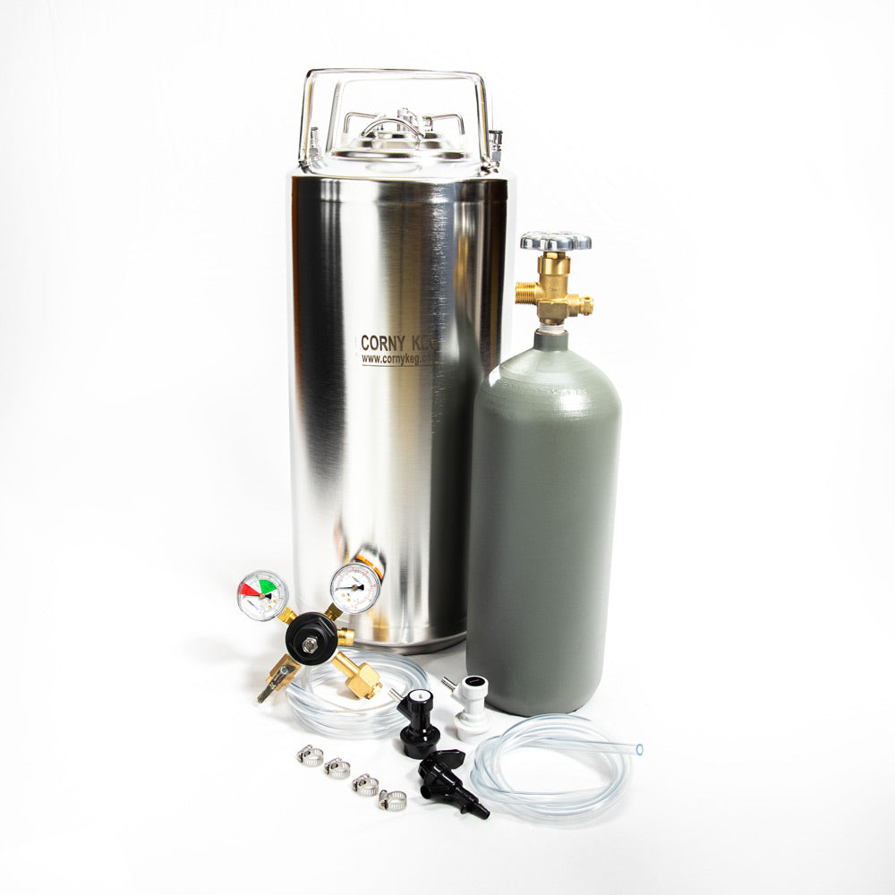 Whole Enchilada 5 Gallon New Stainless Steel Keg Ball Lock Kit 5lb. Cyl. and Picnic Faucet