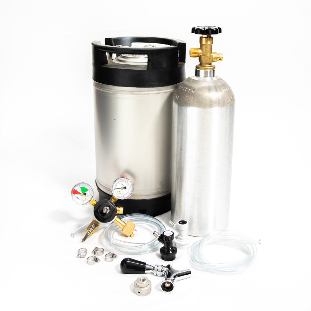 Whole Enchilada 3 Gallon New Ball Lock Keg Kit New 5lb. Alum. Cyl. and Beer Faucet