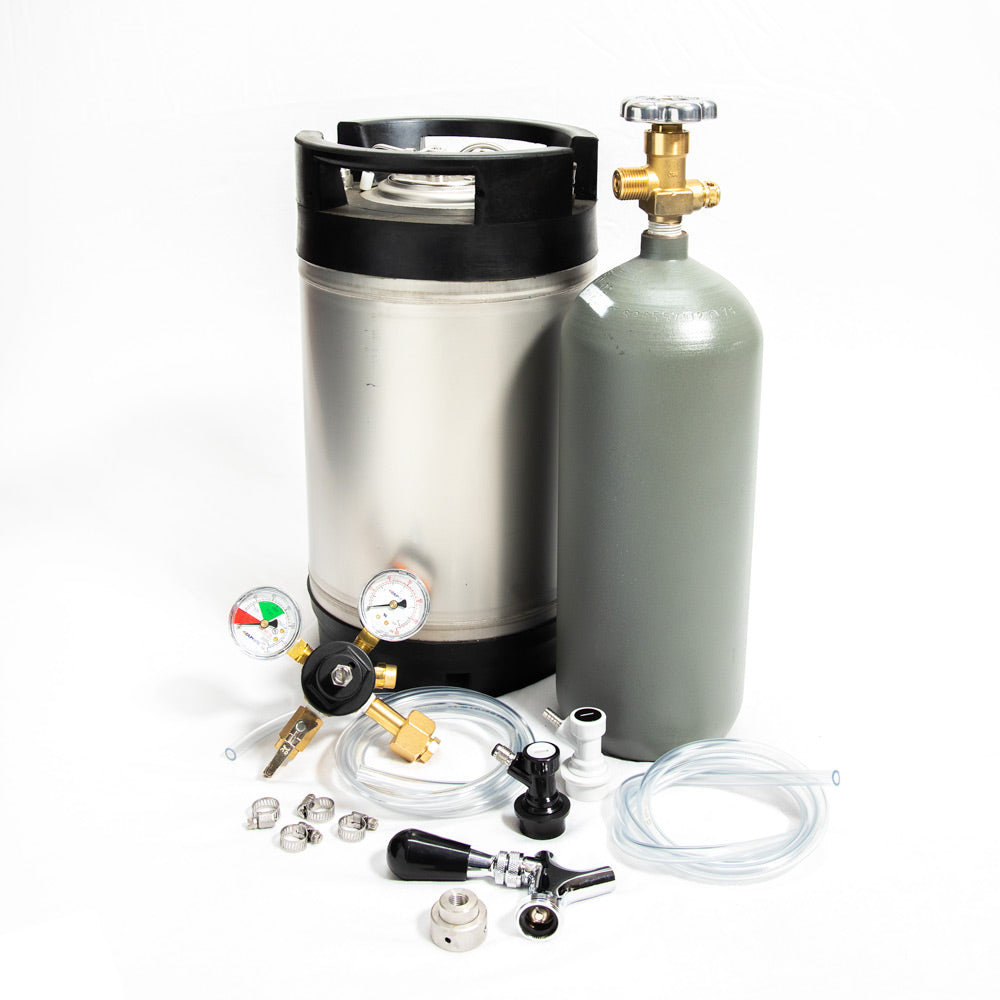 Whole Enchilada 3 Gallon New Ball Lock Keg Kit 5lb. Cyl. and Beer Faucet