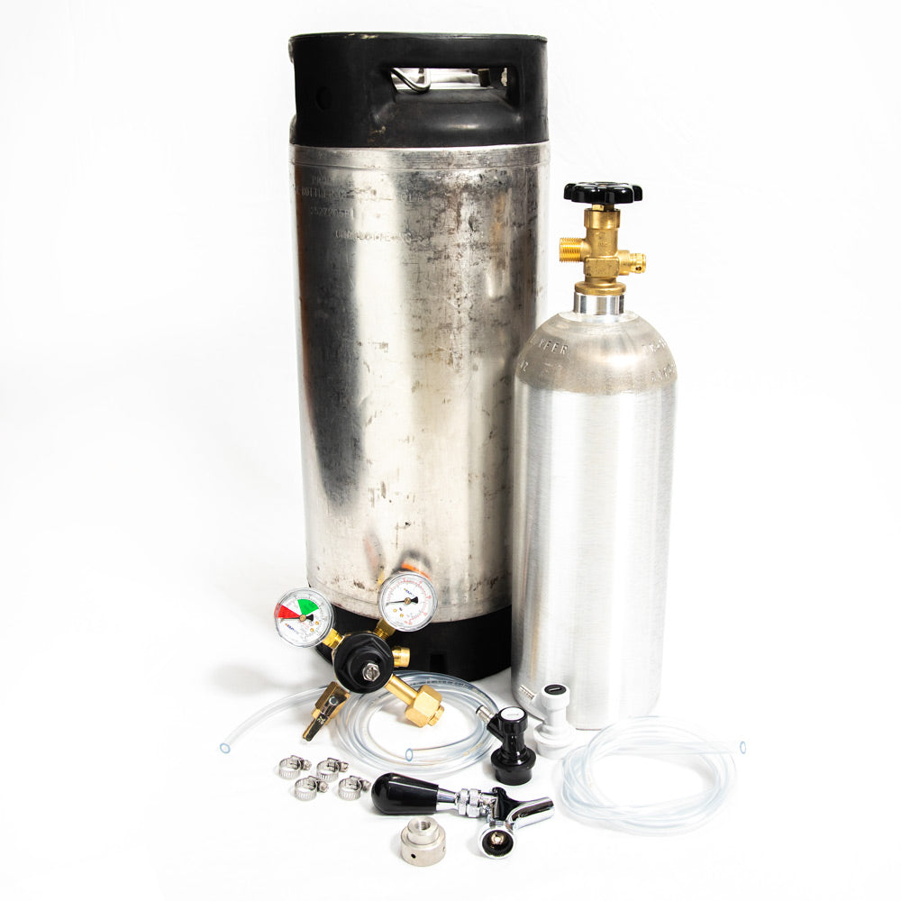 Whole Enchilada 5 Gallon Ball Lock Keg Kit New 5lb. Alum. Cyl. and Beer Faucet